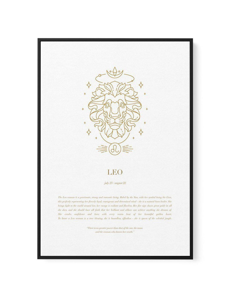 Leo | Celestial Zodiac | Framed Canvas-CANVAS-You can shop wall art online with Olive et Oriel for everything from abstract art to fun kids wall art. Our beautiful modern art prints and canvas art are available from large canvas prints to wall art paintings and our proudly Australian artwork collection offers only the highest quality framed large wall art and canvas art Australia - You can buy fashion photography prints or Hampton print posters and paintings on canvas from Olive et Oriel and hav
