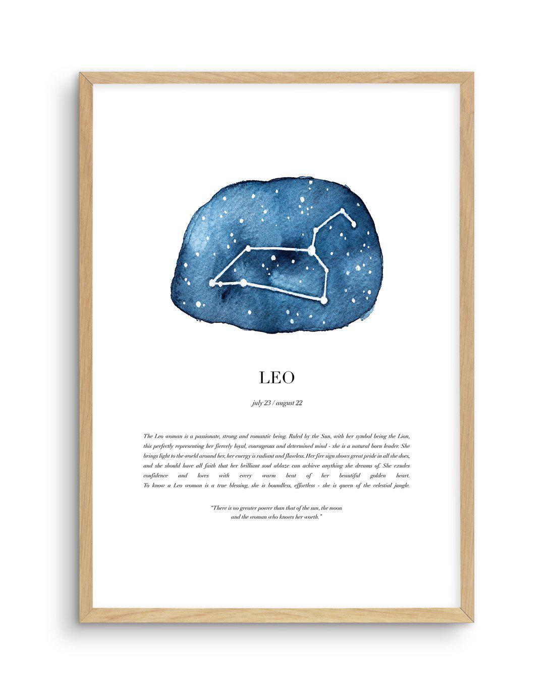 Leo | Watercolour Zodiac Art Print-PRINT-Olive et Oriel-Olive et Oriel-A5 | 5.8" x 8.3" | 14.8 x 21cm-Oak-With White Border-Buy-Australian-Art-Prints-Online-with-Olive-et-Oriel-Your-Artwork-Specialists-Austrailia-Decorate-With-Coastal-Photo-Wall-Art-Prints-From-Our-Beach-House-Artwork-Collection-Fine-Poster-and-Framed-Artwork