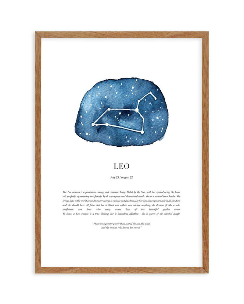 Leo | Watercolour Zodiac Art Print-PRINT-Olive et Oriel-Olive et Oriel-50x70 cm | 19.6" x 27.5"-Walnut-With White Border-Buy-Australian-Art-Prints-Online-with-Olive-et-Oriel-Your-Artwork-Specialists-Austrailia-Decorate-With-Coastal-Photo-Wall-Art-Prints-From-Our-Beach-House-Artwork-Collection-Fine-Poster-and-Framed-Artwork