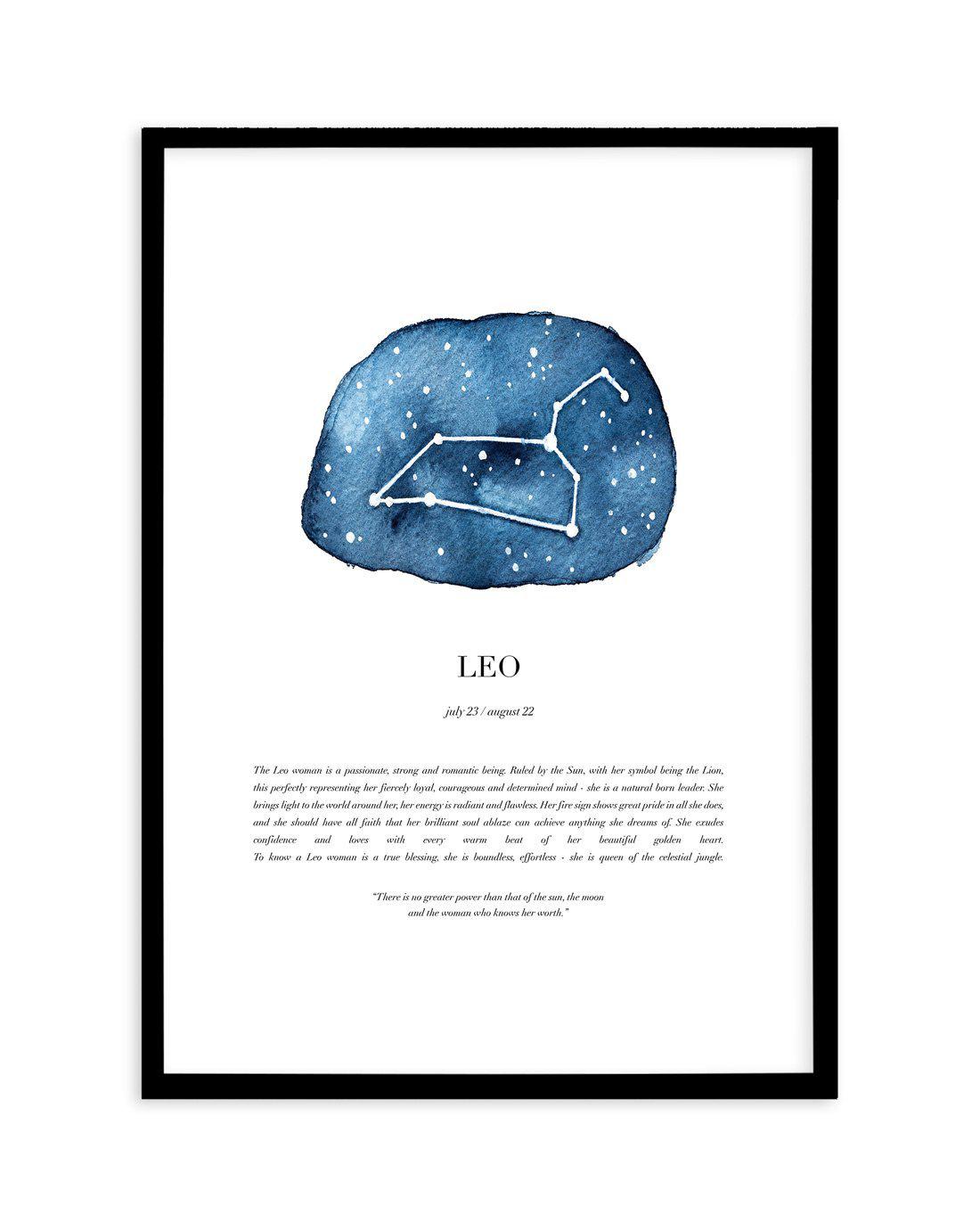 Leo | Watercolour Zodiac Art Print-PRINT-Olive et Oriel-Olive et Oriel-A5 | 5.8" x 8.3" | 14.8 x 21cm-Black-With White Border-Buy-Australian-Art-Prints-Online-with-Olive-et-Oriel-Your-Artwork-Specialists-Austrailia-Decorate-With-Coastal-Photo-Wall-Art-Prints-From-Our-Beach-House-Artwork-Collection-Fine-Poster-and-Framed-Artwork