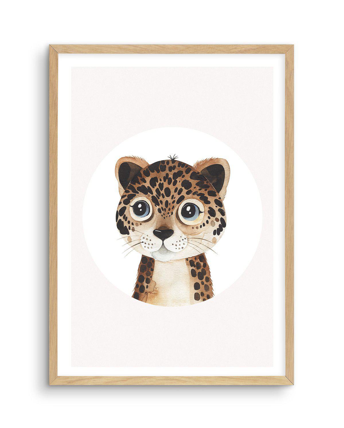 Leopard Art Print-PRINT-Olive et Oriel-Olive et Oriel-A5 | 5.8" x 8.3" | 14.8 x 21cm-Oak-With White Border-Buy-Australian-Art-Prints-Online-with-Olive-et-Oriel-Your-Artwork-Specialists-Austrailia-Decorate-With-Coastal-Photo-Wall-Art-Prints-From-Our-Beach-House-Artwork-Collection-Fine-Poster-and-Framed-Artwork