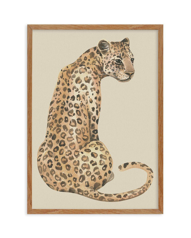 Leopard in Watercolor I Art Print-PRINT-Olive et Oriel-Olive et Oriel-50x70 cm | 19.6" x 27.5"-Walnut-With White Border-Buy-Australian-Art-Prints-Online-with-Olive-et-Oriel-Your-Artwork-Specialists-Austrailia-Decorate-With-Coastal-Photo-Wall-Art-Prints-From-Our-Beach-House-Artwork-Collection-Fine-Poster-and-Framed-Artwork