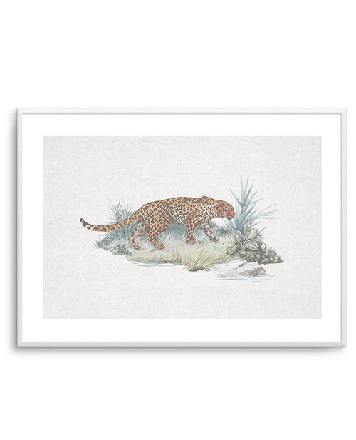 Leopard on Linen Art Print-PRINT-Olive et Oriel-Olive et Oriel-A5 | 5.8" x 8.3" | 14.8 x 21cm-Unframed Art Print-With White Border-Buy-Australian-Art-Prints-Online-with-Olive-et-Oriel-Your-Artwork-Specialists-Austrailia-Decorate-With-Coastal-Photo-Wall-Art-Prints-From-Our-Beach-House-Artwork-Collection-Fine-Poster-and-Framed-Artwork