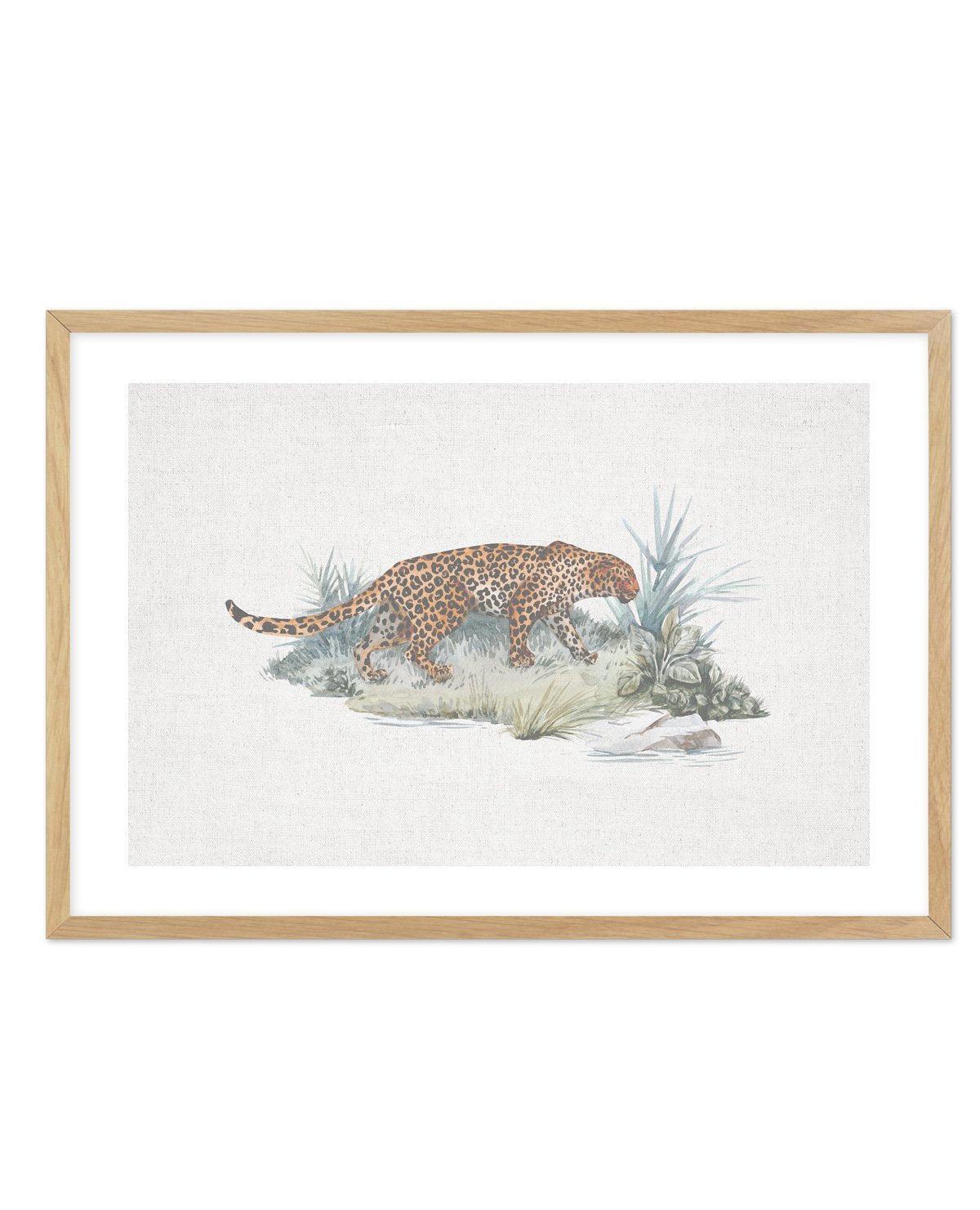 Leopard on Linen Art Print-PRINT-Olive et Oriel-Olive et Oriel-A5 | 5.8" x 8.3" | 14.8 x 21cm-Oak-With White Border-Buy-Australian-Art-Prints-Online-with-Olive-et-Oriel-Your-Artwork-Specialists-Austrailia-Decorate-With-Coastal-Photo-Wall-Art-Prints-From-Our-Beach-House-Artwork-Collection-Fine-Poster-and-Framed-Artwork