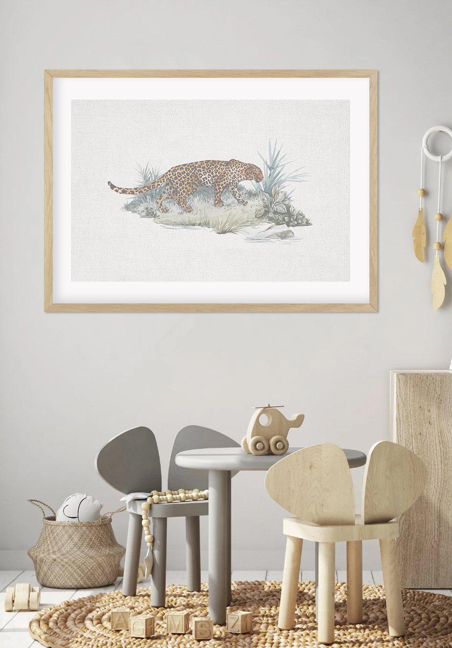 Leopard on Linen Art Print-PRINT-Olive et Oriel-Olive et Oriel-Buy-Australian-Art-Prints-Online-with-Olive-et-Oriel-Your-Artwork-Specialists-Austrailia-Decorate-With-Coastal-Photo-Wall-Art-Prints-From-Our-Beach-House-Artwork-Collection-Fine-Poster-and-Framed-Artwork