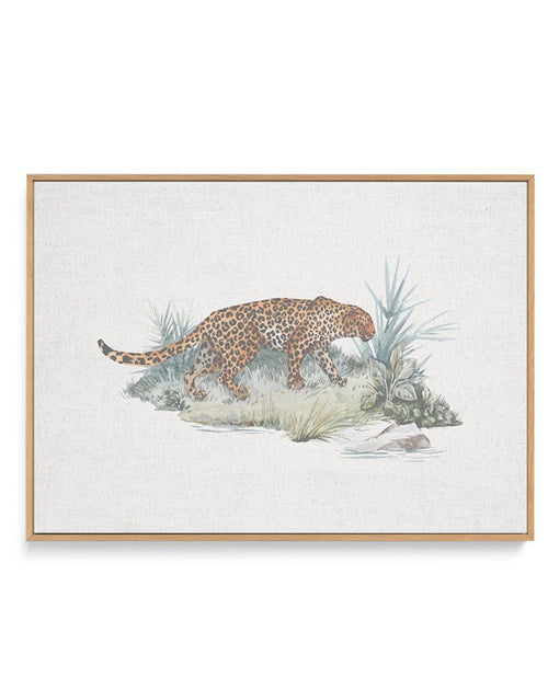 Leopard on Linen | Framed Canvas-CANVAS-You can shop wall art online with Olive et Oriel for everything from abstract art to fun kids wall art. Our beautiful modern art prints and canvas art are available from large canvas prints to wall art paintings and our proudly Australian artwork collection offers only the highest quality framed large wall art and canvas art Australia - You can buy fashion photography prints or Hampton print posters and paintings on canvas from Olive et Oriel and have them