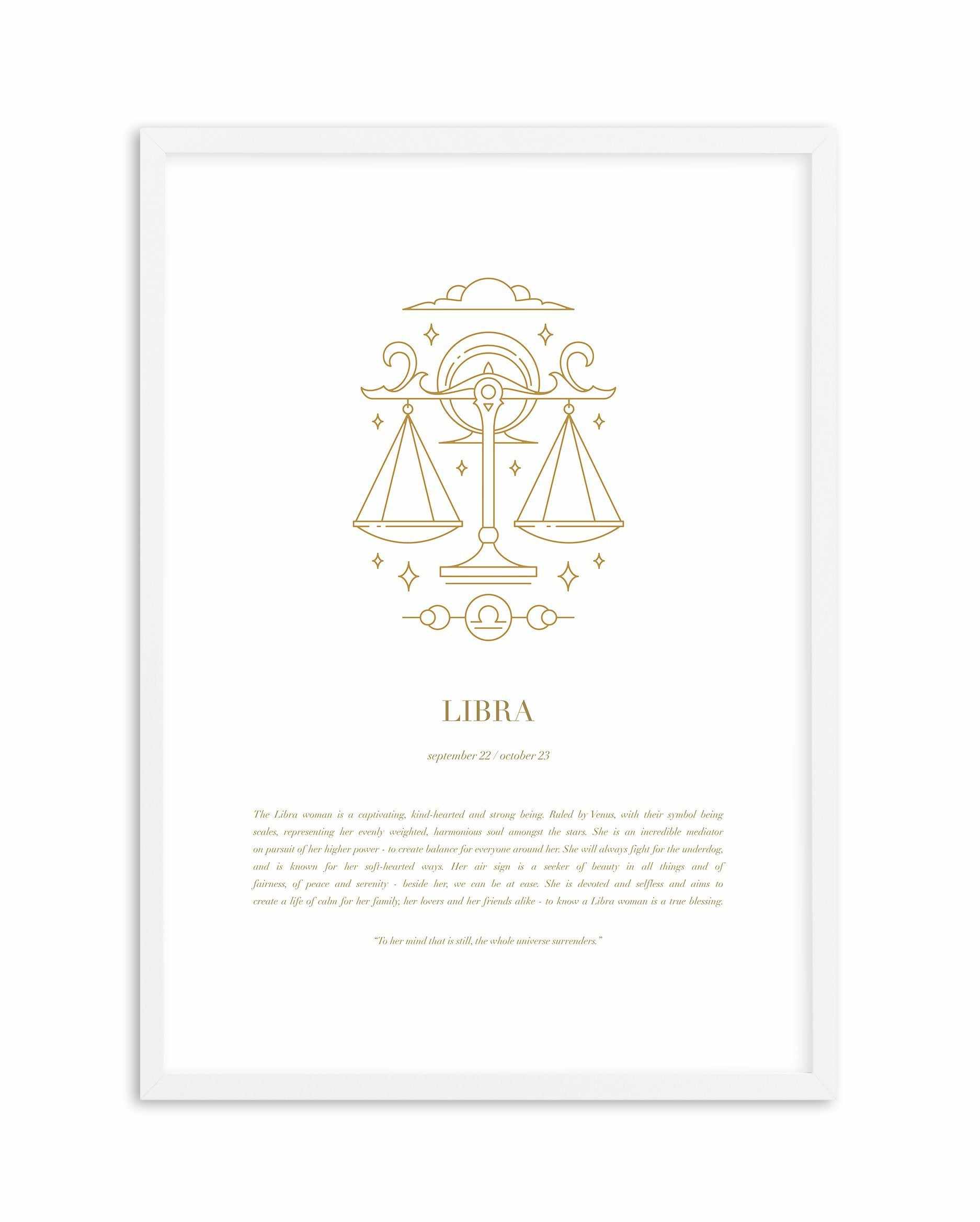 Libra | Celestial Zodiac Art Print-PRINT-Olive et Oriel-Olive et Oriel-A4 | 8.3" x 11.7" | 21 x 29.7cm-White-With White Border-Buy-Australian-Art-Prints-Online-with-Olive-et-Oriel-Your-Artwork-Specialists-Austrailia-Decorate-With-Coastal-Photo-Wall-Art-Prints-From-Our-Beach-House-Artwork-Collection-Fine-Poster-and-Framed-Artwork