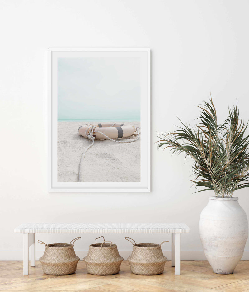 Lifebuoy on the Beach Art Print-PRINT-Olive et Oriel-Olive et Oriel-Buy-Australian-Art-Prints-Online-with-Olive-et-Oriel-Your-Artwork-Specialists-Austrailia-Decorate-With-Coastal-Photo-Wall-Art-Prints-From-Our-Beach-House-Artwork-Collection-Fine-Poster-and-Framed-Artwork