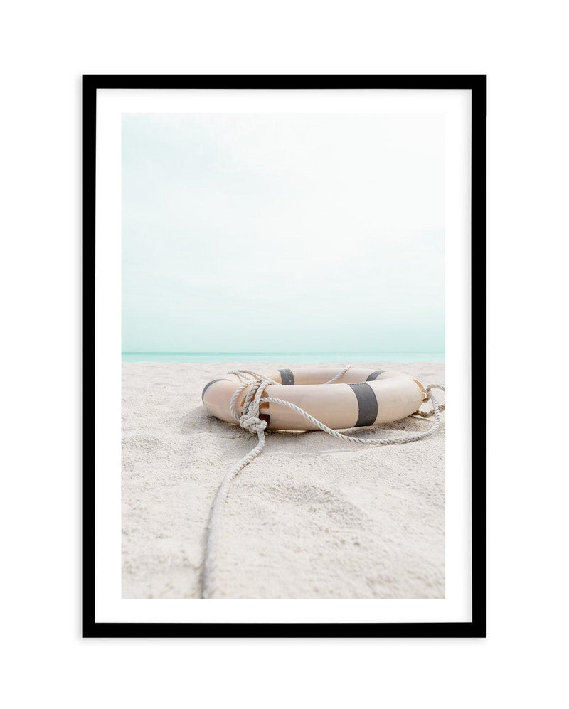 Lifebuoy on the Beach Art Print-PRINT-Olive et Oriel-Olive et Oriel-A5 | 5.8" x 8.3" | 14.8 x 21cm-Black-With White Border-Buy-Australian-Art-Prints-Online-with-Olive-et-Oriel-Your-Artwork-Specialists-Austrailia-Decorate-With-Coastal-Photo-Wall-Art-Prints-From-Our-Beach-House-Artwork-Collection-Fine-Poster-and-Framed-Artwork