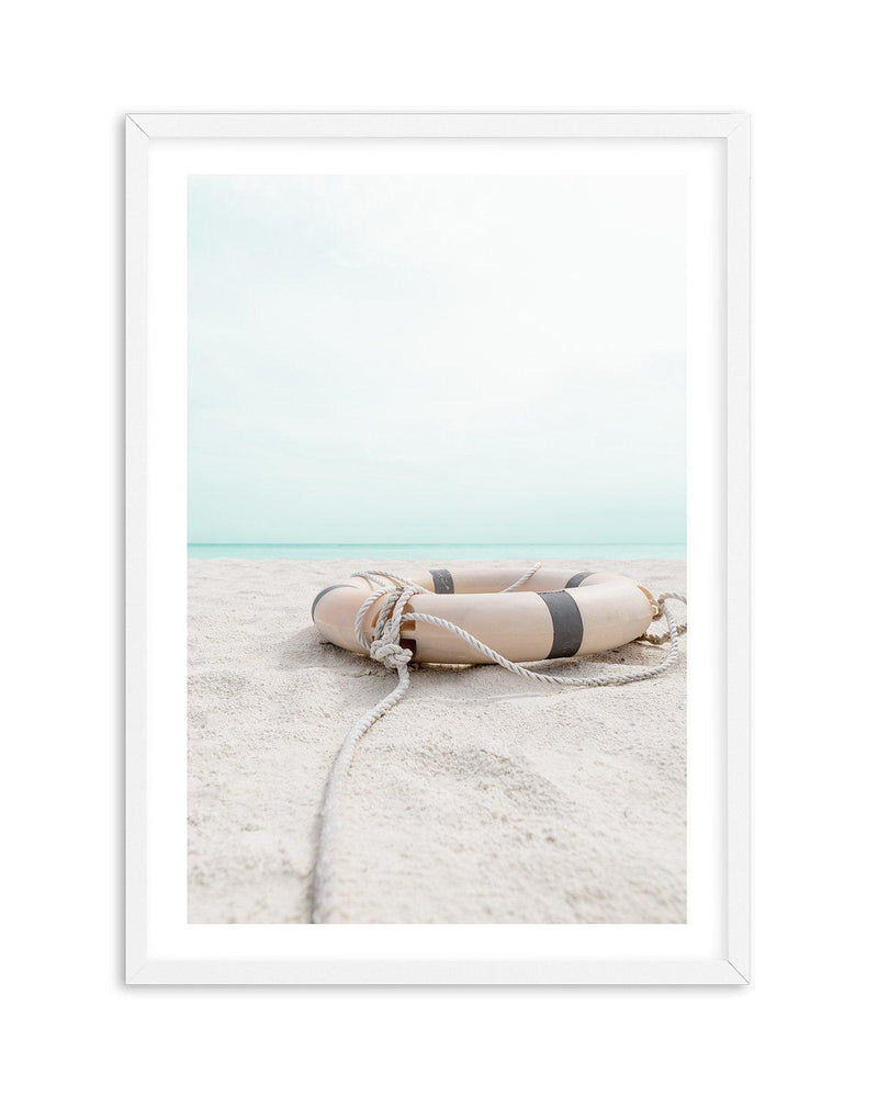 Lifebuoy on the Beach Art Print-PRINT-Olive et Oriel-Olive et Oriel-A5 | 5.8" x 8.3" | 14.8 x 21cm-White-With White Border-Buy-Australian-Art-Prints-Online-with-Olive-et-Oriel-Your-Artwork-Specialists-Austrailia-Decorate-With-Coastal-Photo-Wall-Art-Prints-From-Our-Beach-House-Artwork-Collection-Fine-Poster-and-Framed-Artwork