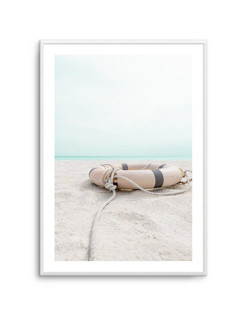Lifebuoy on the Beach Art Print-PRINT-Olive et Oriel-Olive et Oriel-A5 | 5.8" x 8.3" | 14.8 x 21cm-Unframed Art Print-With White Border-Buy-Australian-Art-Prints-Online-with-Olive-et-Oriel-Your-Artwork-Specialists-Austrailia-Decorate-With-Coastal-Photo-Wall-Art-Prints-From-Our-Beach-House-Artwork-Collection-Fine-Poster-and-Framed-Artwork