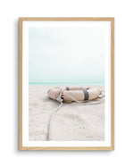 Lifebuoy on the Beach Art Print-PRINT-Olive et Oriel-Olive et Oriel-A5 | 5.8" x 8.3" | 14.8 x 21cm-Oak-With White Border-Buy-Australian-Art-Prints-Online-with-Olive-et-Oriel-Your-Artwork-Specialists-Austrailia-Decorate-With-Coastal-Photo-Wall-Art-Prints-From-Our-Beach-House-Artwork-Collection-Fine-Poster-and-Framed-Artwork
