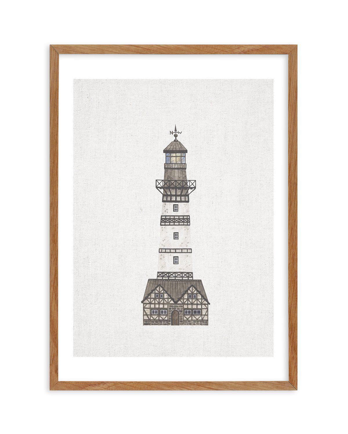 Lighthouse on Linen I Art Print-PRINT-Olive et Oriel-Olive et Oriel-50x70 cm | 19.6" x 27.5"-Walnut-With White Border-Buy-Australian-Art-Prints-Online-with-Olive-et-Oriel-Your-Artwork-Specialists-Austrailia-Decorate-With-Coastal-Photo-Wall-Art-Prints-From-Our-Beach-House-Artwork-Collection-Fine-Poster-and-Framed-Artwork