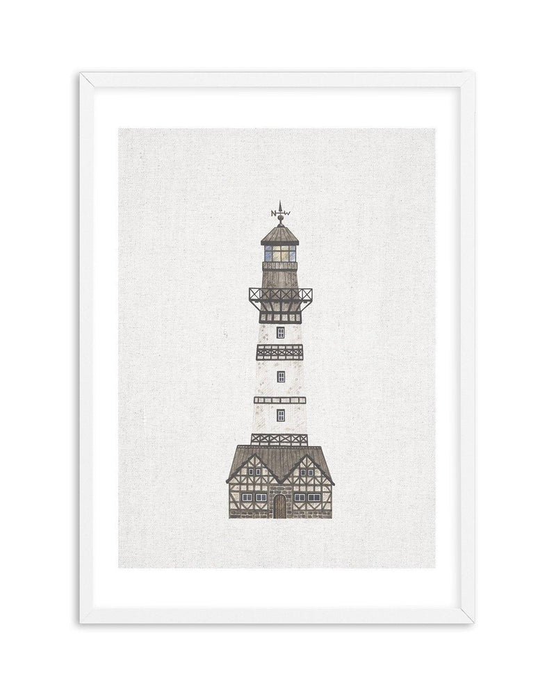 Lighthouse on Linen I Art Print-PRINT-Olive et Oriel-Olive et Oriel-A5 | 5.8" x 8.3" | 14.8 x 21cm-White-With White Border-Buy-Australian-Art-Prints-Online-with-Olive-et-Oriel-Your-Artwork-Specialists-Austrailia-Decorate-With-Coastal-Photo-Wall-Art-Prints-From-Our-Beach-House-Artwork-Collection-Fine-Poster-and-Framed-Artwork