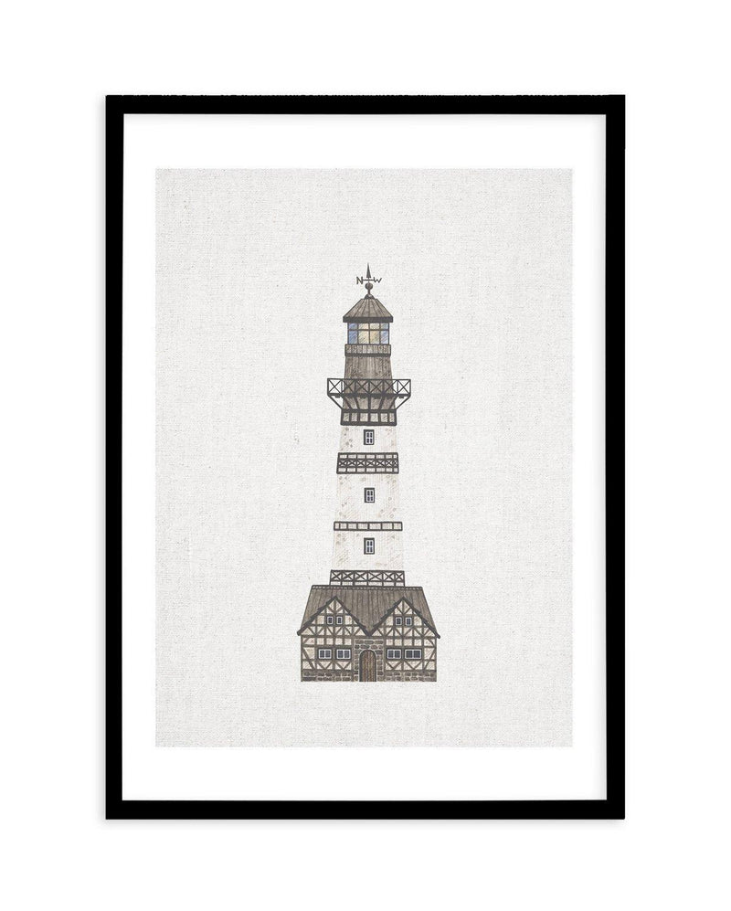 Lighthouse on Linen I Art Print-PRINT-Olive et Oriel-Olive et Oriel-A5 | 5.8" x 8.3" | 14.8 x 21cm-Black-With White Border-Buy-Australian-Art-Prints-Online-with-Olive-et-Oriel-Your-Artwork-Specialists-Austrailia-Decorate-With-Coastal-Photo-Wall-Art-Prints-From-Our-Beach-House-Artwork-Collection-Fine-Poster-and-Framed-Artwork