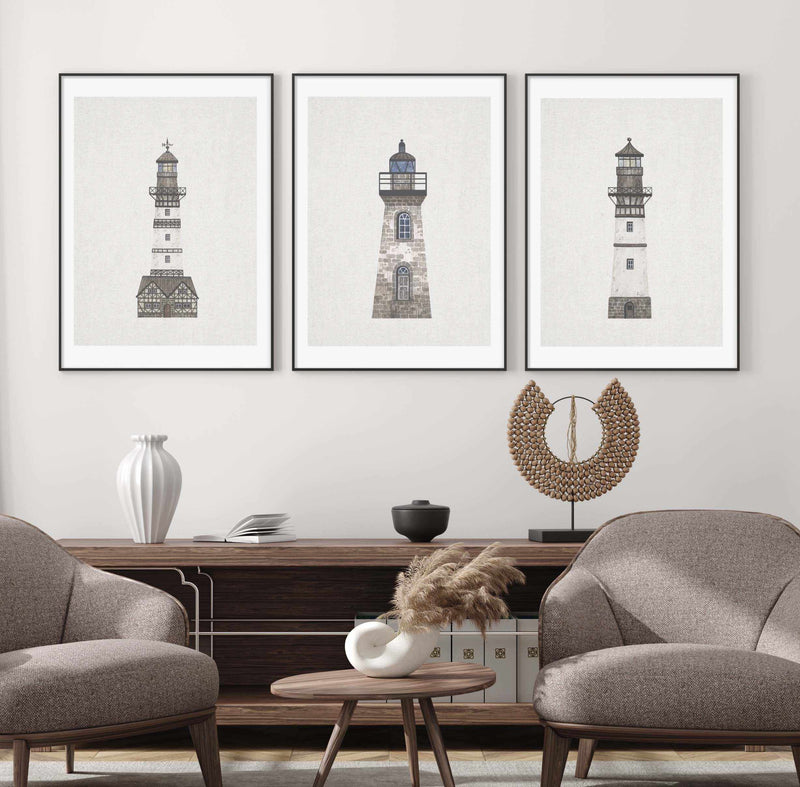 Lighthouse on Linen I Art Print-PRINT-Olive et Oriel-Olive et Oriel-Buy-Australian-Art-Prints-Online-with-Olive-et-Oriel-Your-Artwork-Specialists-Austrailia-Decorate-With-Coastal-Photo-Wall-Art-Prints-From-Our-Beach-House-Artwork-Collection-Fine-Poster-and-Framed-Artwork