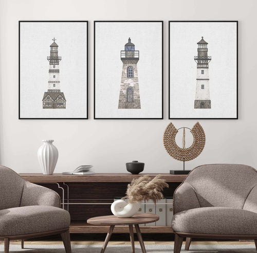 Lighthouse on Linen I | Framed Canvas-CANVAS-You can shop wall art online with Olive et Oriel for everything from abstract art to fun kids wall art. Our beautiful modern art prints and canvas art are available from large canvas prints to wall art paintings and our proudly Australian artwork collection offers only the highest quality framed large wall art and canvas art Australia - You can buy fashion photography prints or Hampton print posters and paintings on canvas from Olive et Oriel and have