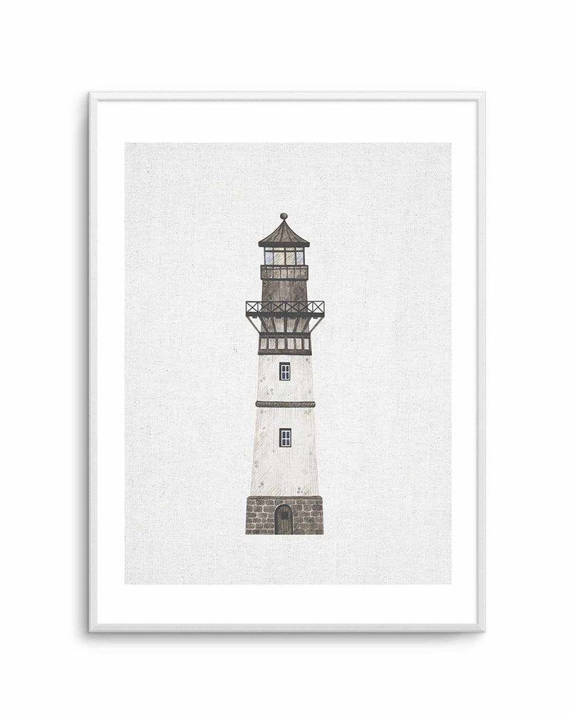Lighthouse on Linen II Art Print-PRINT-Olive et Oriel-Olive et Oriel-A5 | 5.8" x 8.3" | 14.8 x 21cm-Unframed Art Print-With White Border-Buy-Australian-Art-Prints-Online-with-Olive-et-Oriel-Your-Artwork-Specialists-Austrailia-Decorate-With-Coastal-Photo-Wall-Art-Prints-From-Our-Beach-House-Artwork-Collection-Fine-Poster-and-Framed-Artwork