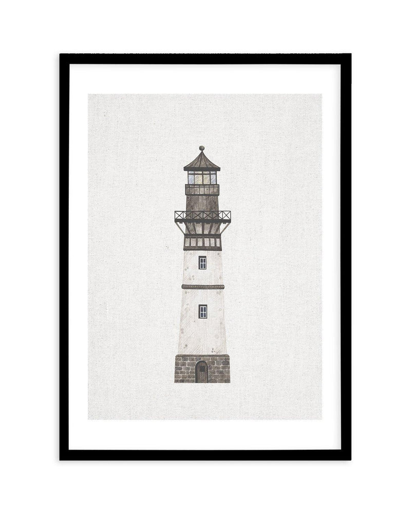 Lighthouse on Linen II Art Print-PRINT-Olive et Oriel-Olive et Oriel-A5 | 5.8" x 8.3" | 14.8 x 21cm-Black-With White Border-Buy-Australian-Art-Prints-Online-with-Olive-et-Oriel-Your-Artwork-Specialists-Austrailia-Decorate-With-Coastal-Photo-Wall-Art-Prints-From-Our-Beach-House-Artwork-Collection-Fine-Poster-and-Framed-Artwork