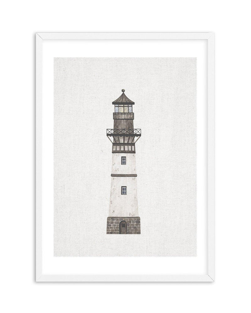 Lighthouse on Linen II Art Print-PRINT-Olive et Oriel-Olive et Oriel-A5 | 5.8" x 8.3" | 14.8 x 21cm-White-With White Border-Buy-Australian-Art-Prints-Online-with-Olive-et-Oriel-Your-Artwork-Specialists-Austrailia-Decorate-With-Coastal-Photo-Wall-Art-Prints-From-Our-Beach-House-Artwork-Collection-Fine-Poster-and-Framed-Artwork