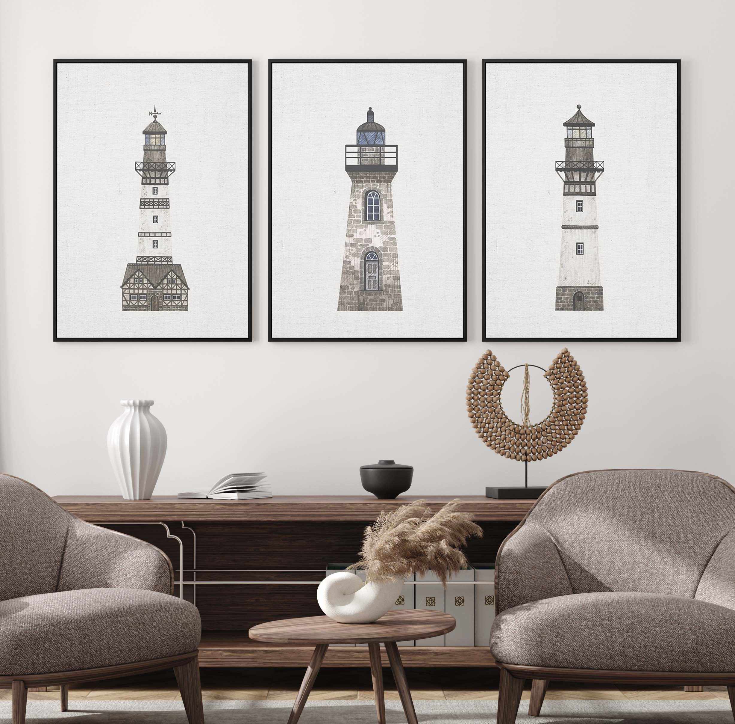 Lighthouse on Linen II | Framed Canvas-CANVAS-You can shop wall art online with Olive et Oriel for everything from abstract art to fun kids wall art. Our beautiful modern art prints and canvas art are available from large canvas prints to wall art paintings and our proudly Australian artwork collection offers only the highest quality framed large wall art and canvas art Australia - You can buy fashion photography prints or Hampton print posters and paintings on canvas from Olive et Oriel and hav