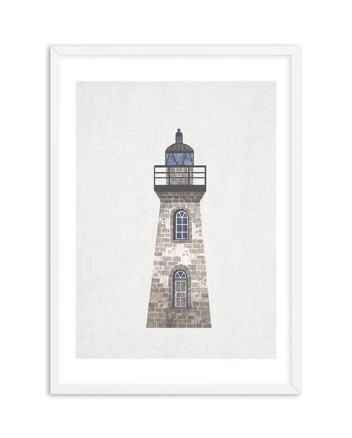 Lighthouse on Linen III Art Print-PRINT-Olive et Oriel-Olive et Oriel-A5 | 5.8" x 8.3" | 14.8 x 21cm-White-With White Border-Buy-Australian-Art-Prints-Online-with-Olive-et-Oriel-Your-Artwork-Specialists-Austrailia-Decorate-With-Coastal-Photo-Wall-Art-Prints-From-Our-Beach-House-Artwork-Collection-Fine-Poster-and-Framed-Artwork