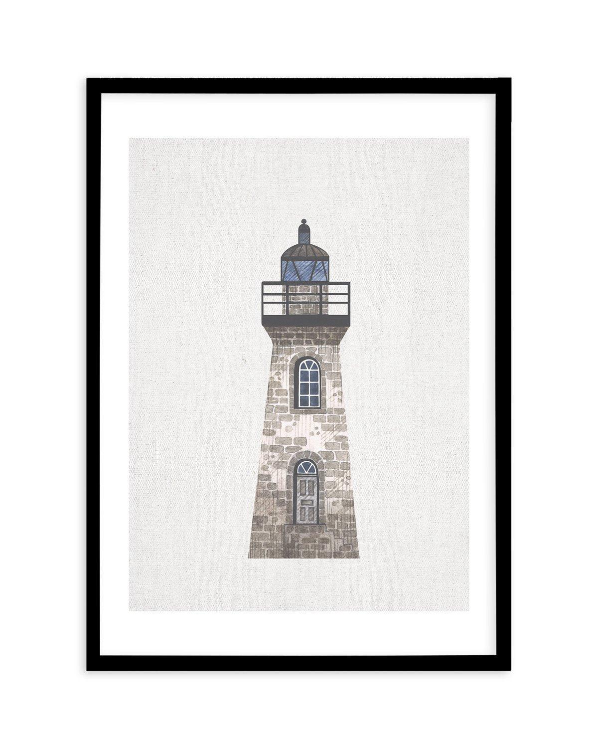 Lighthouse on Linen III Art Print-PRINT-Olive et Oriel-Olive et Oriel-A5 | 5.8" x 8.3" | 14.8 x 21cm-Black-With White Border-Buy-Australian-Art-Prints-Online-with-Olive-et-Oriel-Your-Artwork-Specialists-Austrailia-Decorate-With-Coastal-Photo-Wall-Art-Prints-From-Our-Beach-House-Artwork-Collection-Fine-Poster-and-Framed-Artwork