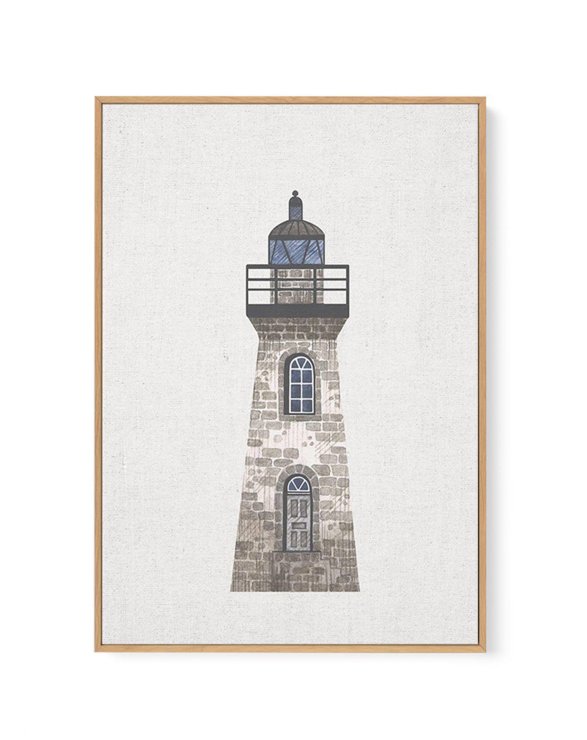 Lighthouse on Linen III | Framed Canvas-CANVAS-You can shop wall art online with Olive et Oriel for everything from abstract art to fun kids wall art. Our beautiful modern art prints and canvas art are available from large canvas prints to wall art paintings and our proudly Australian artwork collection offers only the highest quality framed large wall art and canvas art Australia - You can buy fashion photography prints or Hampton print posters and paintings on canvas from Olive et Oriel and ha