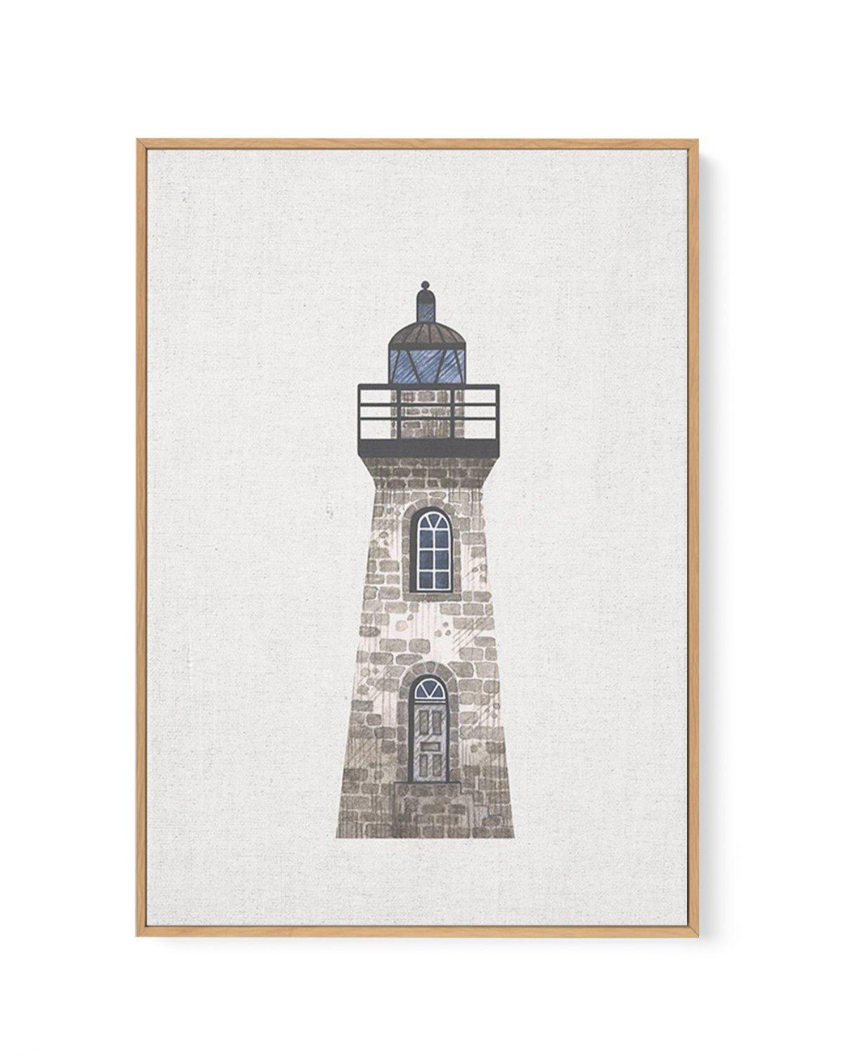 Lighthouse on Linen III | Framed Canvas-CANVAS-You can shop wall art online with Olive et Oriel for everything from abstract art to fun kids wall art. Our beautiful modern art prints and canvas art are available from large canvas prints to wall art paintings and our proudly Australian artwork collection offers only the highest quality framed large wall art and canvas art Australia - You can buy fashion photography prints or Hampton print posters and paintings on canvas from Olive et Oriel and ha