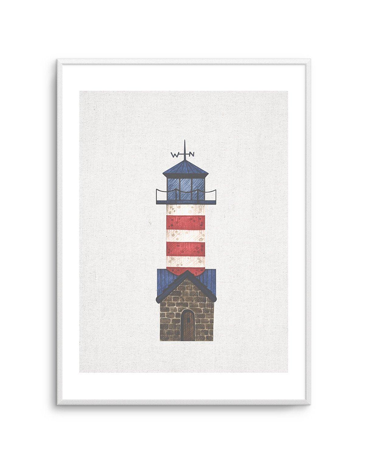 Lighthouse on Linen IV Art Print-PRINT-Olive et Oriel-Olive et Oriel-A5 | 5.8" x 8.3" | 14.8 x 21cm-Unframed Art Print-With White Border-Buy-Australian-Art-Prints-Online-with-Olive-et-Oriel-Your-Artwork-Specialists-Austrailia-Decorate-With-Coastal-Photo-Wall-Art-Prints-From-Our-Beach-House-Artwork-Collection-Fine-Poster-and-Framed-Artwork