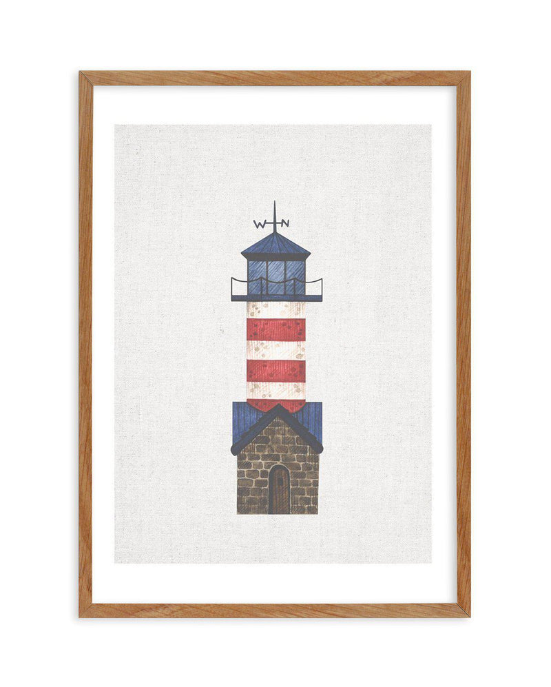 Lighthouse on Linen IV Art Print-PRINT-Olive et Oriel-Olive et Oriel-50x70 cm | 19.6" x 27.5"-Walnut-With White Border-Buy-Australian-Art-Prints-Online-with-Olive-et-Oriel-Your-Artwork-Specialists-Austrailia-Decorate-With-Coastal-Photo-Wall-Art-Prints-From-Our-Beach-House-Artwork-Collection-Fine-Poster-and-Framed-Artwork