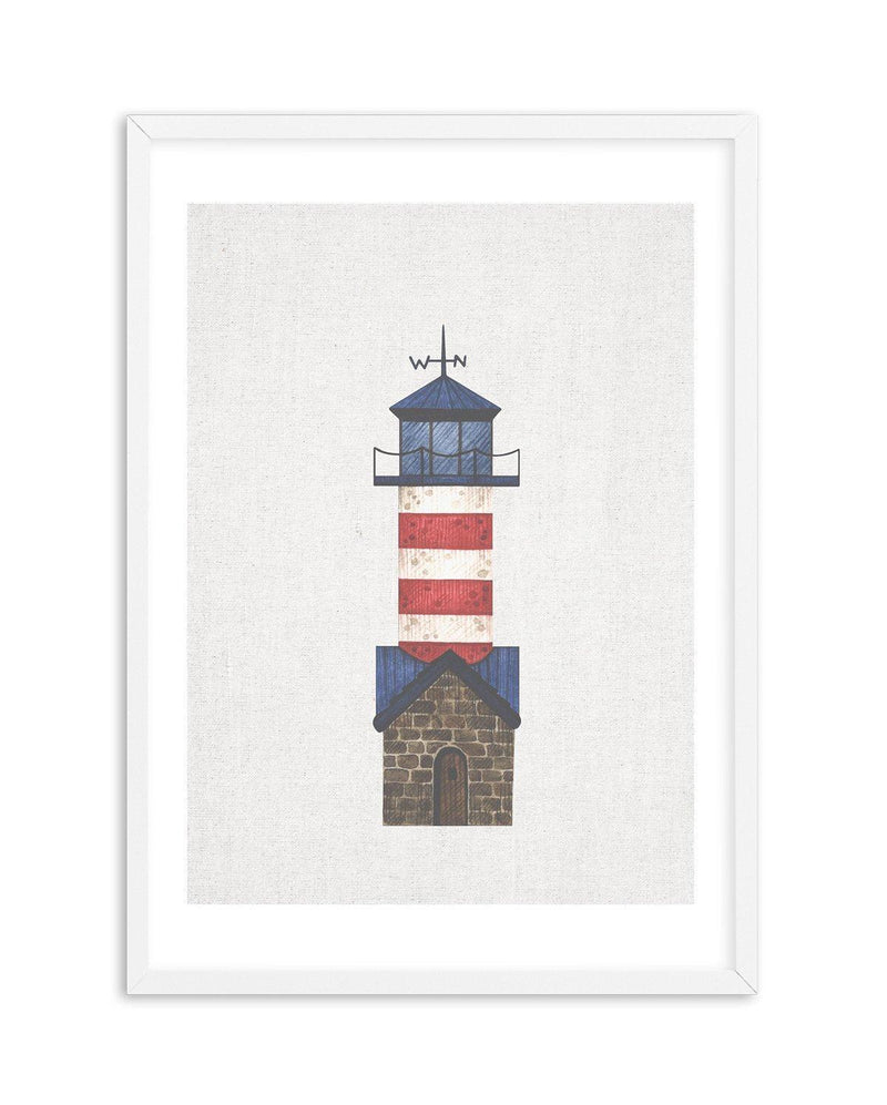 Lighthouse on Linen IV Art Print-PRINT-Olive et Oriel-Olive et Oriel-A5 | 5.8" x 8.3" | 14.8 x 21cm-White-With White Border-Buy-Australian-Art-Prints-Online-with-Olive-et-Oriel-Your-Artwork-Specialists-Austrailia-Decorate-With-Coastal-Photo-Wall-Art-Prints-From-Our-Beach-House-Artwork-Collection-Fine-Poster-and-Framed-Artwork
