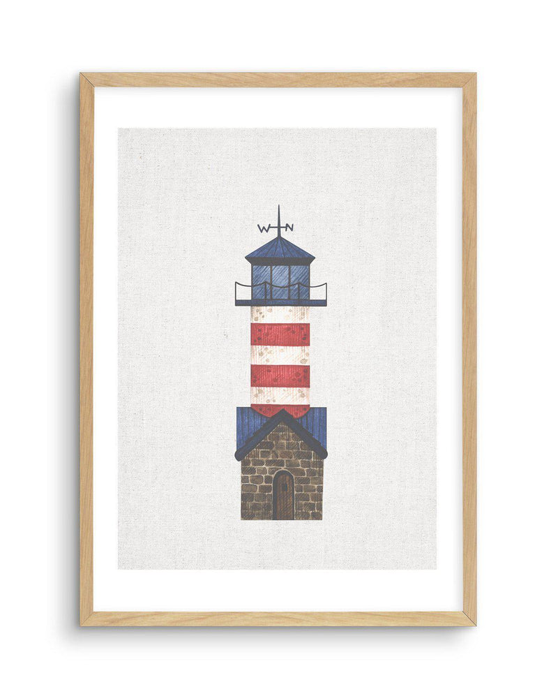 Lighthouse on Linen IV Art Print-PRINT-Olive et Oriel-Olive et Oriel-A5 | 5.8" x 8.3" | 14.8 x 21cm-Oak-With White Border-Buy-Australian-Art-Prints-Online-with-Olive-et-Oriel-Your-Artwork-Specialists-Austrailia-Decorate-With-Coastal-Photo-Wall-Art-Prints-From-Our-Beach-House-Artwork-Collection-Fine-Poster-and-Framed-Artwork