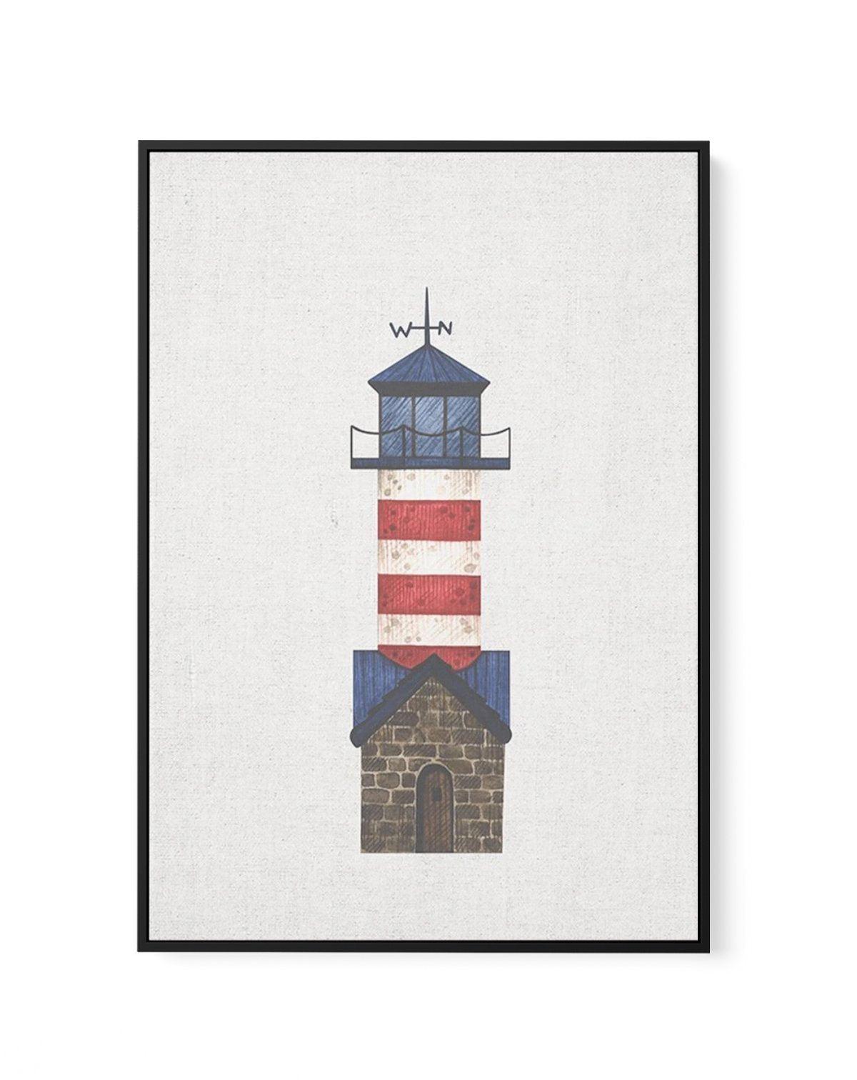 Lighthouse on Linen IV | Framed Canvas-CANVAS-You can shop wall art online with Olive et Oriel for everything from abstract art to fun kids wall art. Our beautiful modern art prints and canvas art are available from large canvas prints to wall art paintings and our proudly Australian artwork collection offers only the highest quality framed large wall art and canvas art Australia - You can buy fashion photography prints or Hampton print posters and paintings on canvas from Olive et Oriel and hav