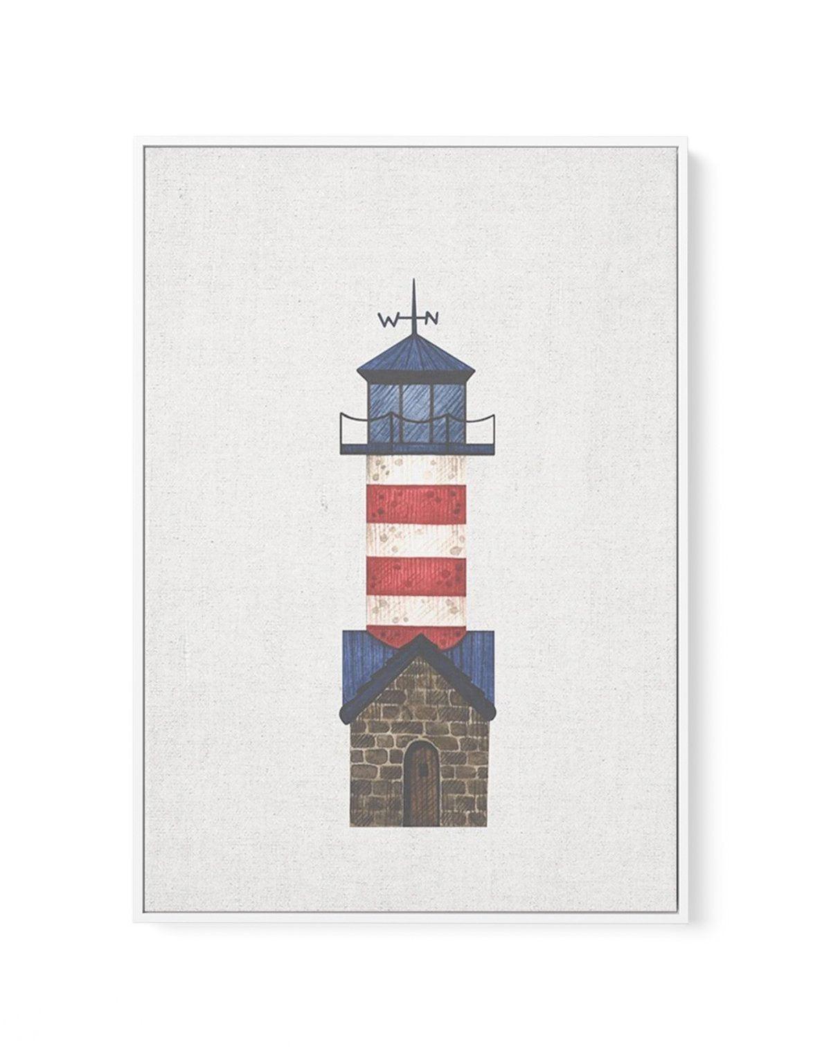 Lighthouse on Linen IV | Framed Canvas-CANVAS-You can shop wall art online with Olive et Oriel for everything from abstract art to fun kids wall art. Our beautiful modern art prints and canvas art are available from large canvas prints to wall art paintings and our proudly Australian artwork collection offers only the highest quality framed large wall art and canvas art Australia - You can buy fashion photography prints or Hampton print posters and paintings on canvas from Olive et Oriel and hav