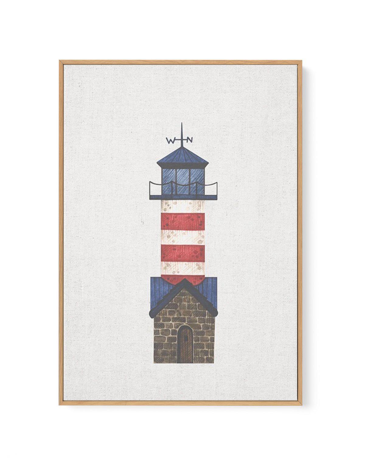 Lighthouse on Linen IV | Framed Canvas-CANVAS-You can shop wall art online with Olive et Oriel for everything from abstract art to fun kids wall art. Our beautiful modern art prints and canvas art are available from large canvas prints to wall art paintings and our proudly Australian artwork collection offers only the highest quality framed large wall art and canvas art Australia - You can buy fashion photography prints or Hampton print posters and paintings on canvas from Olive et Oriel and hav