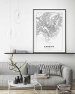 Line Art Map Of Cardiff Art Print-PRINT-Olive et Oriel-Olive et Oriel-Buy-Australian-Art-Prints-Online-with-Olive-et-Oriel-Your-Artwork-Specialists-Austrailia-Decorate-With-Coastal-Photo-Wall-Art-Prints-From-Our-Beach-House-Artwork-Collection-Fine-Poster-and-Framed-Artwork
