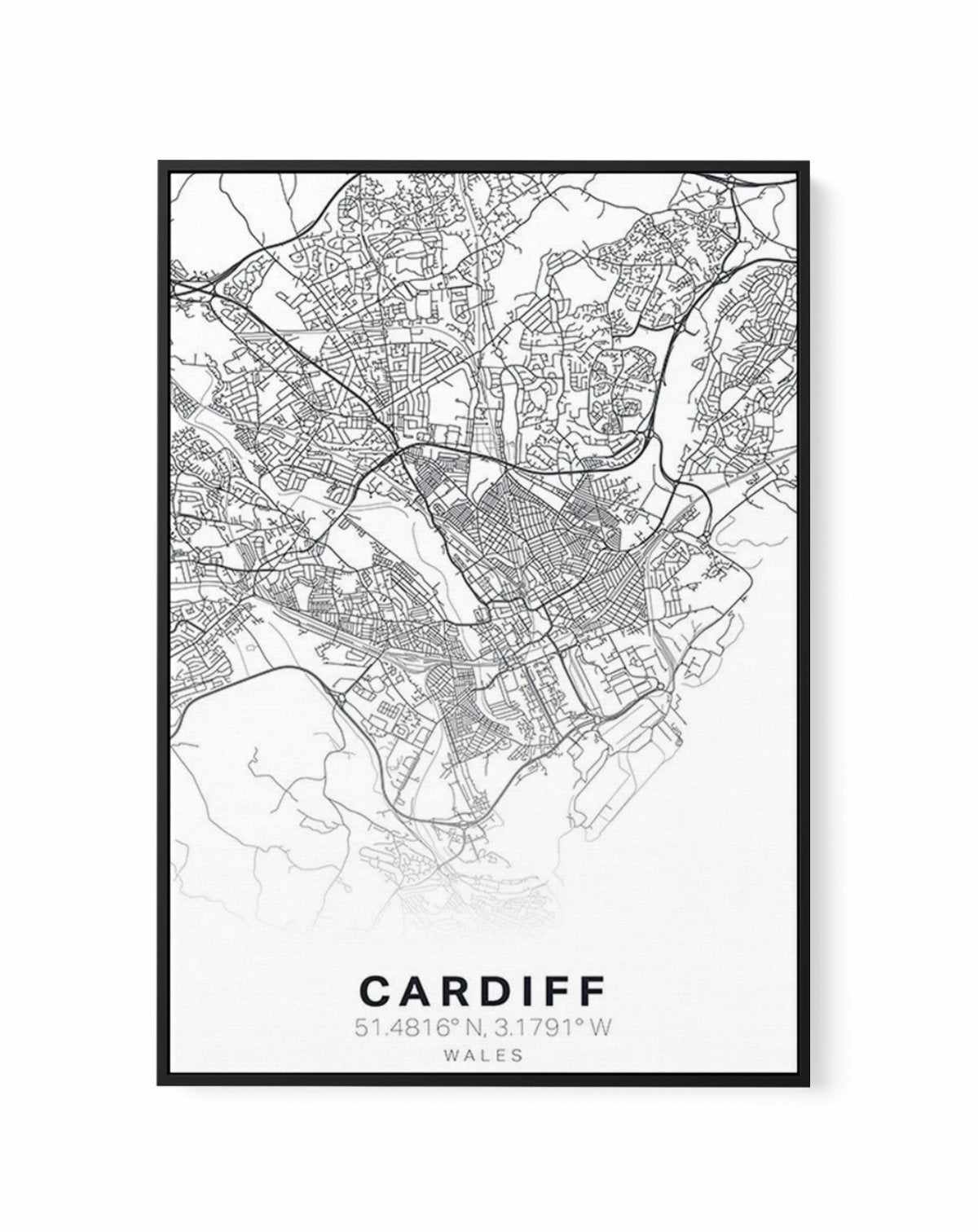 Line Art Map Of Cardiff | Framed Canvas-CANVAS-You can shop wall art online with Olive et Oriel for everything from abstract art to fun kids wall art. Our beautiful modern art prints and canvas art are available from large canvas prints to wall art paintings and our proudly Australian artwork collection offers only the highest quality framed large wall art and canvas art Australia - You can buy fashion photography prints or Hampton print posters and paintings on canvas from Olive et Oriel and ha