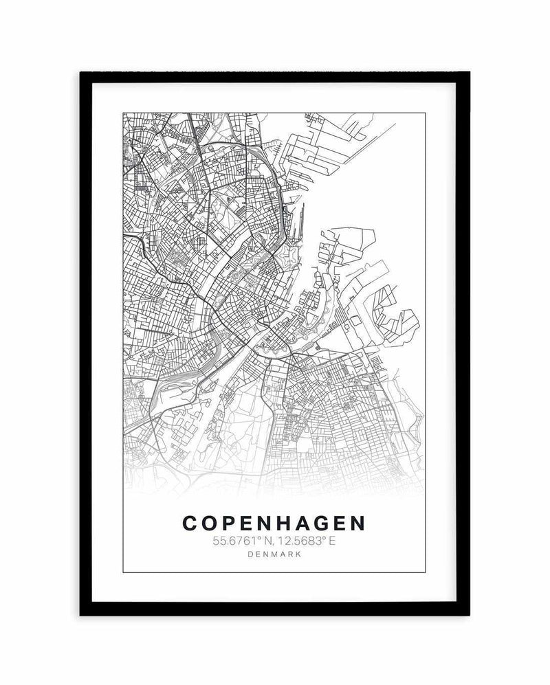 Line Art Map Of Copenhagen Art Print-PRINT-Olive et Oriel-Olive et Oriel-A5 | 5.8" x 8.3" | 14.8 x 21cm-Black-With White Border-Buy-Australian-Art-Prints-Online-with-Olive-et-Oriel-Your-Artwork-Specialists-Austrailia-Decorate-With-Coastal-Photo-Wall-Art-Prints-From-Our-Beach-House-Artwork-Collection-Fine-Poster-and-Framed-Artwork