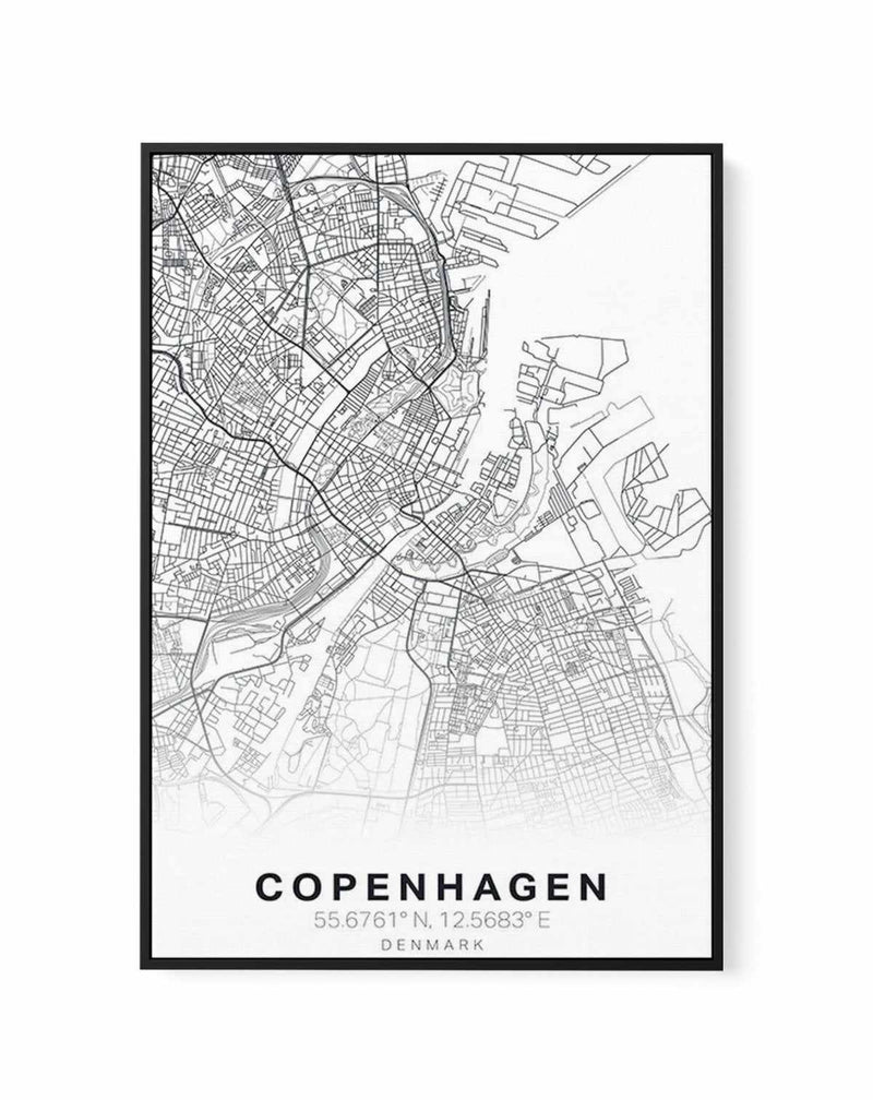 Line Art Map Of Copenhagen | Framed Canvas-CANVAS-You can shop wall art online with Olive et Oriel for everything from abstract art to fun kids wall art. Our beautiful modern art prints and canvas art are available from large canvas prints to wall art paintings and our proudly Australian artwork collection offers only the highest quality framed large wall art and canvas art Australia - You can buy fashion photography prints or Hampton print posters and paintings on canvas from Olive et Oriel and