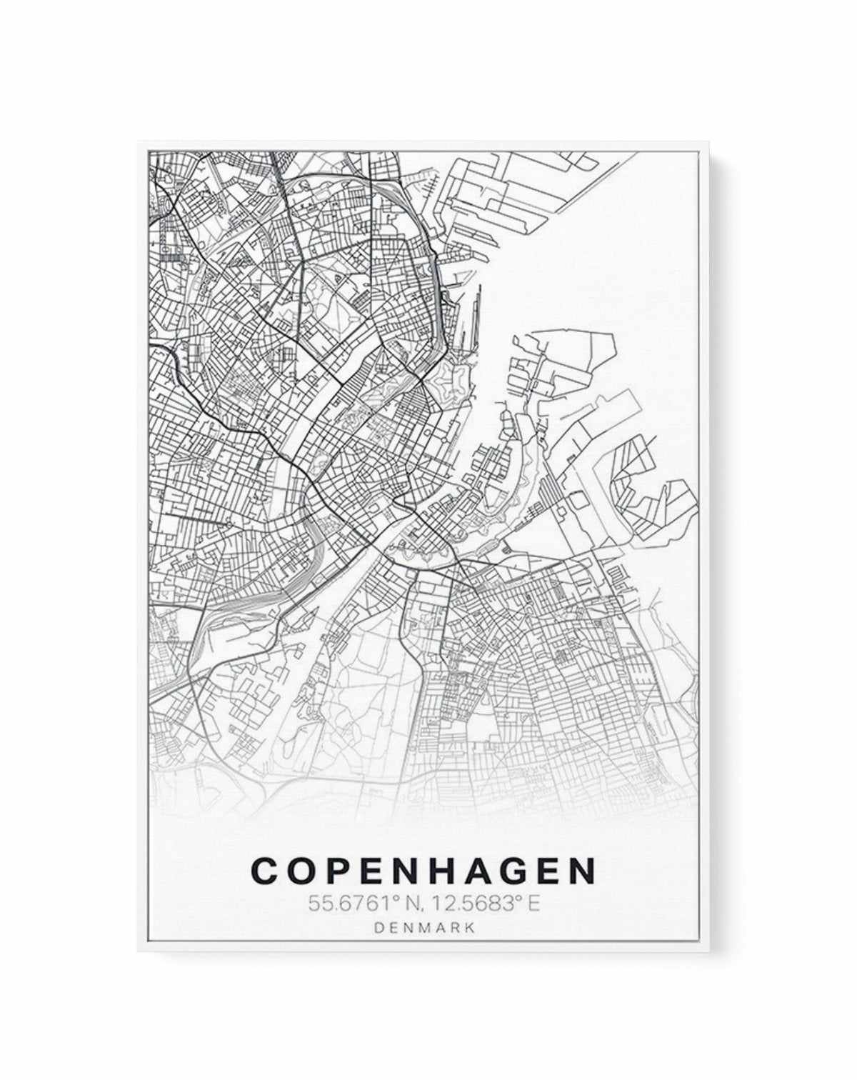 Line Art Map Of Copenhagen | Framed Canvas-CANVAS-You can shop wall art online with Olive et Oriel for everything from abstract art to fun kids wall art. Our beautiful modern art prints and canvas art are available from large canvas prints to wall art paintings and our proudly Australian artwork collection offers only the highest quality framed large wall art and canvas art Australia - You can buy fashion photography prints or Hampton print posters and paintings on canvas from Olive et Oriel and