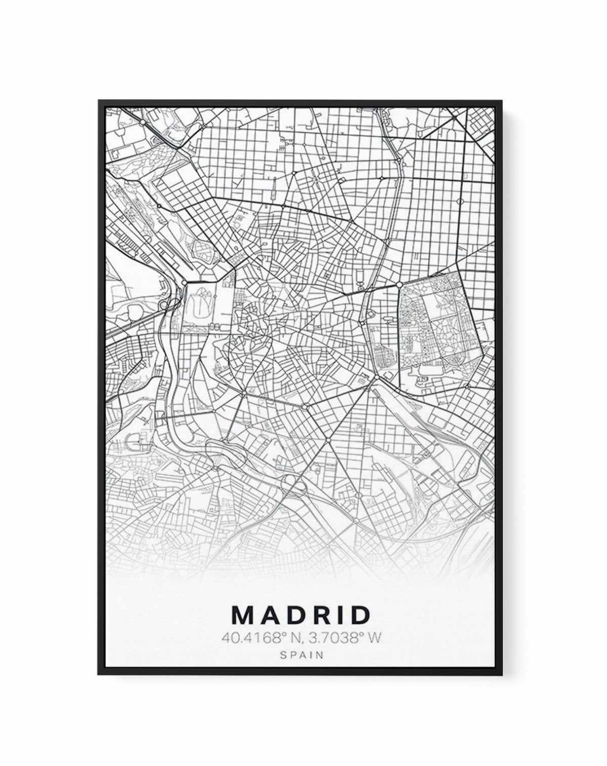 Line Art Map Of Madrid | Framed Canvas-CANVAS-You can shop wall art online with Olive et Oriel for everything from abstract art to fun kids wall art. Our beautiful modern art prints and canvas art are available from large canvas prints to wall art paintings and our proudly Australian artwork collection offers only the highest quality framed large wall art and canvas art Australia - You can buy fashion photography prints or Hampton print posters and paintings on canvas from Olive et Oriel and hav