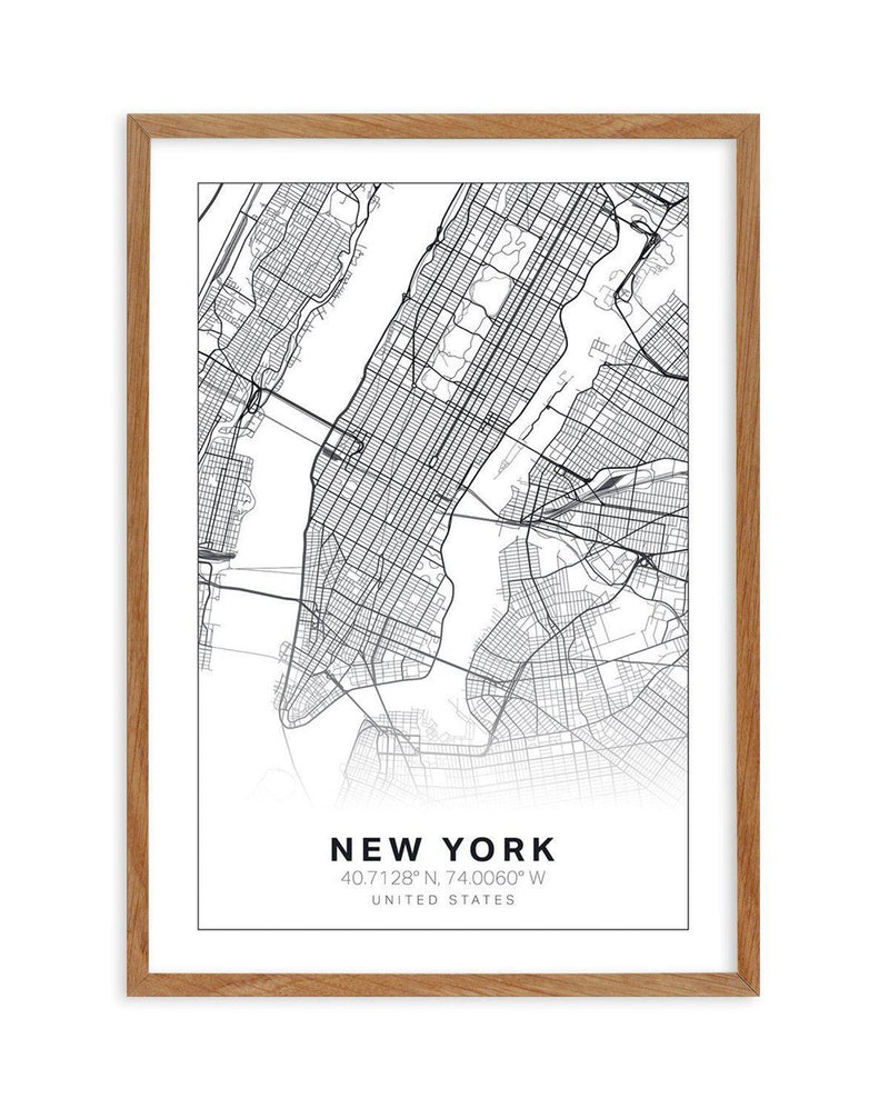 Line Art Map Of New York Art Print-PRINT-Olive et Oriel-Olive et Oriel-50x70 cm | 19.6" x 27.5"-Walnut-With White Border-Buy-Australian-Art-Prints-Online-with-Olive-et-Oriel-Your-Artwork-Specialists-Austrailia-Decorate-With-Coastal-Photo-Wall-Art-Prints-From-Our-Beach-House-Artwork-Collection-Fine-Poster-and-Framed-Artwork