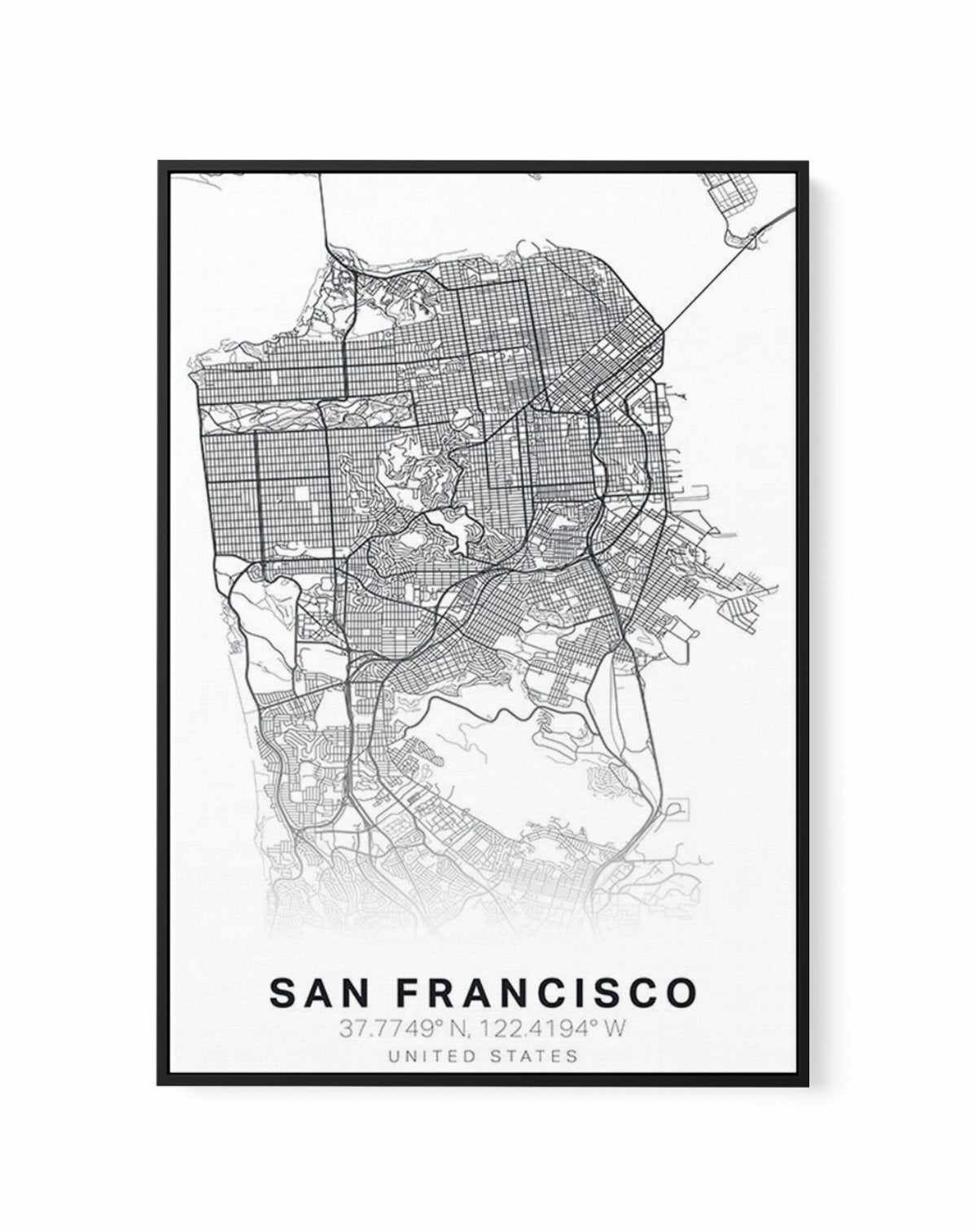 Line Art Map Of San Francisco | Framed Canvas-CANVAS-You can shop wall art online with Olive et Oriel for everything from abstract art to fun kids wall art. Our beautiful modern art prints and canvas art are available from large canvas prints to wall art paintings and our proudly Australian artwork collection offers only the highest quality framed large wall art and canvas art Australia - You can buy fashion photography prints or Hampton print posters and paintings on canvas from Olive et Oriel 