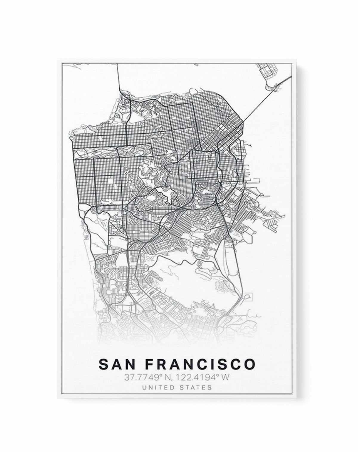 Line Art Map Of San Francisco | Framed Canvas-CANVAS-You can shop wall art online with Olive et Oriel for everything from abstract art to fun kids wall art. Our beautiful modern art prints and canvas art are available from large canvas prints to wall art paintings and our proudly Australian artwork collection offers only the highest quality framed large wall art and canvas art Australia - You can buy fashion photography prints or Hampton print posters and paintings on canvas from Olive et Oriel 