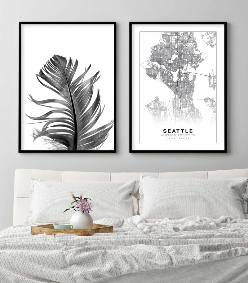 Line Art Map Of Seattle Art Print-PRINT-Olive et Oriel-Olive et Oriel-Buy-Australian-Art-Prints-Online-with-Olive-et-Oriel-Your-Artwork-Specialists-Austrailia-Decorate-With-Coastal-Photo-Wall-Art-Prints-From-Our-Beach-House-Artwork-Collection-Fine-Poster-and-Framed-Artwork