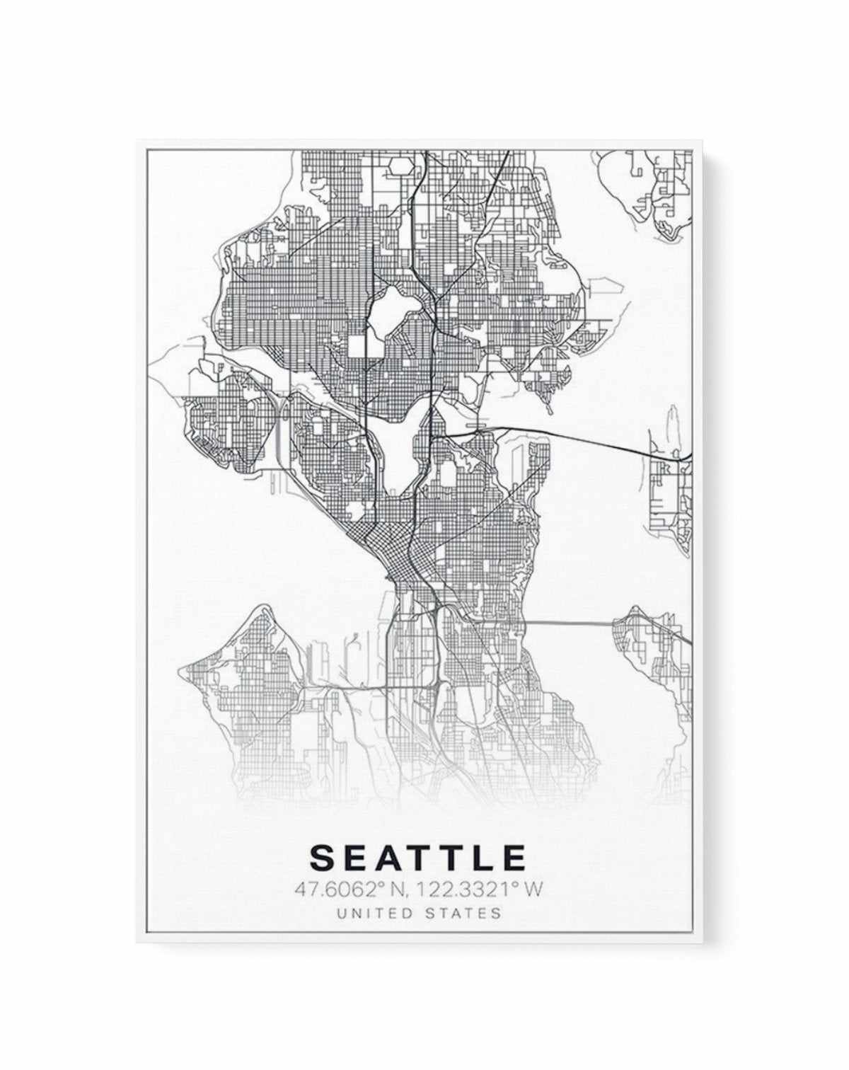 Line Art Map Of Seattle | Framed Canvas-CANVAS-You can shop wall art online with Olive et Oriel for everything from abstract art to fun kids wall art. Our beautiful modern art prints and canvas art are available from large canvas prints to wall art paintings and our proudly Australian artwork collection offers only the highest quality framed large wall art and canvas art Australia - You can buy fashion photography prints or Hampton print posters and paintings on canvas from Olive et Oriel and ha