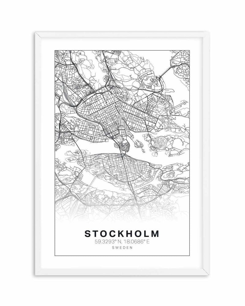 Line Art Map Of Stockholm Art Print-PRINT-Olive et Oriel-Olive et Oriel-A5 | 5.8" x 8.3" | 14.8 x 21cm-White-With White Border-Buy-Australian-Art-Prints-Online-with-Olive-et-Oriel-Your-Artwork-Specialists-Austrailia-Decorate-With-Coastal-Photo-Wall-Art-Prints-From-Our-Beach-House-Artwork-Collection-Fine-Poster-and-Framed-Artwork