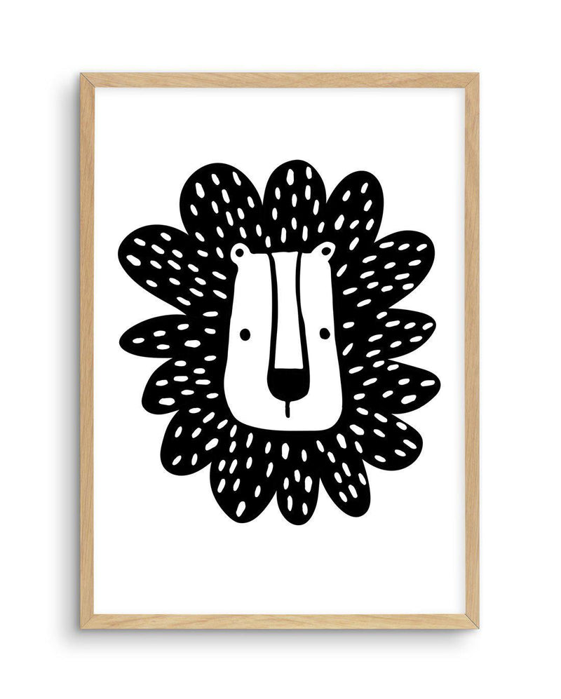 Lion II B&W Art Print-PRINT-Olive et Oriel-Olive et Oriel-A5 | 5.8" x 8.3" | 14.8 x 21cm-Oak-With White Border-Buy-Australian-Art-Prints-Online-with-Olive-et-Oriel-Your-Artwork-Specialists-Austrailia-Decorate-With-Coastal-Photo-Wall-Art-Prints-From-Our-Beach-House-Artwork-Collection-Fine-Poster-and-Framed-Artwork