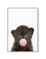 Little Black Leopard Cub | Blowing Pink Bubble | Framed Canvas-CANVAS-You can shop wall art online with Olive et Oriel for everything from abstract art to fun kids wall art. Our beautiful modern art prints and canvas art are available from large canvas prints to wall art paintings and our proudly Australian artwork collection offers only the highest quality framed large wall art and canvas art Australia - You can buy fashion photography prints or Hampton print posters and paintings on canvas fro
